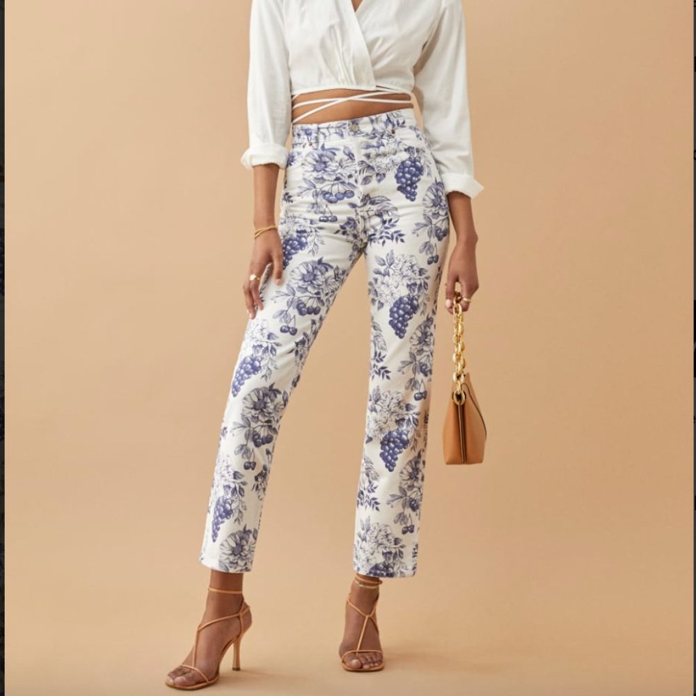 REFORMATION Cynthia Toile High Rise Straight Jeans